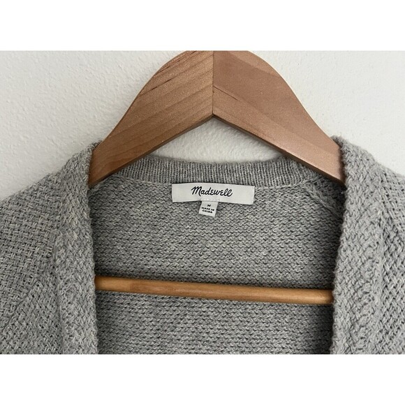 Madewell Palisades Light Gray Longline Cardigan Duster Sweater M Lagenlook Flowy - Picture 11 of 12